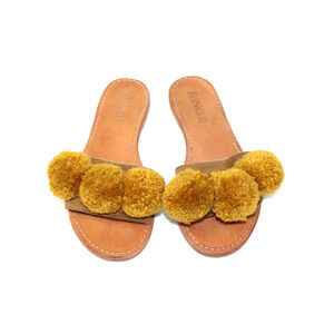 Binge Sandals 8 Kai Pom Pom Slip On Slides Flat Shoes Size Talla Women's 8